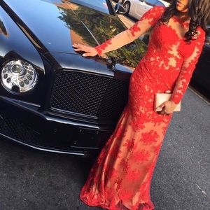 Jovani Red Lace Prom Dress